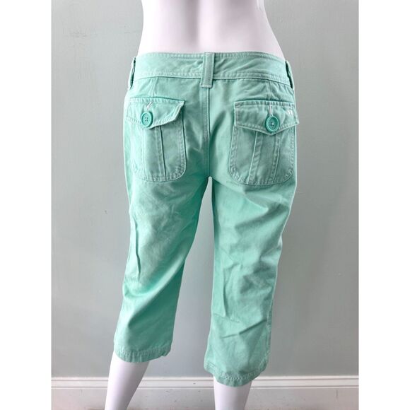 Vintage Y2k Aeropostale Mint Green Capri Pants Utility Cropped Pants size 5/6 - Picture 2 of 5